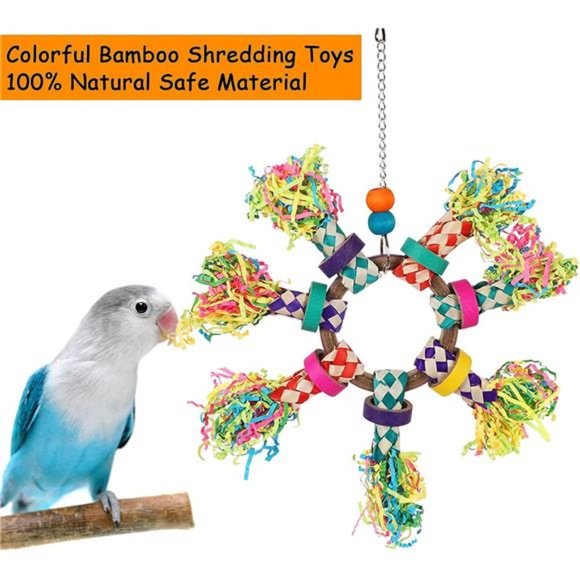 Bird Toys, 5PCS Colorful Bird Shredding Toys Hanging Parakeet Chew Toys - Picture 2 of 7